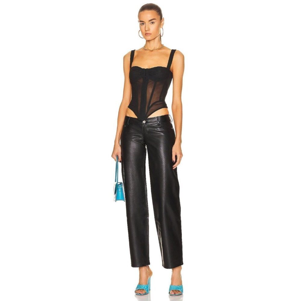 MIAOU Atlas Low Rise Pant in Black XSmall New Womens Faux Leather Vegan Trousers